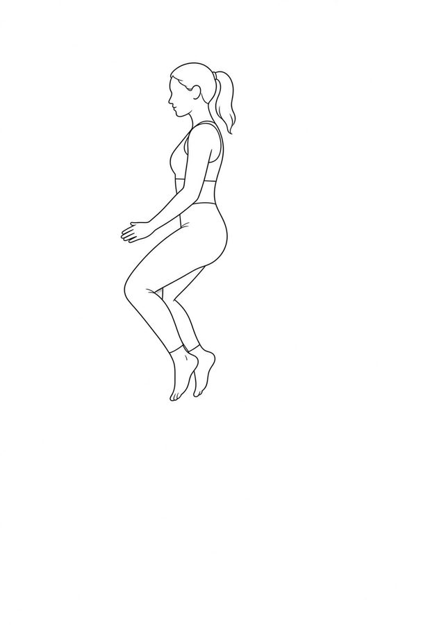 Posture plate: Kneeling Split Stance. Instructional line-art side view in athletic clothing. Female figure shown alone.