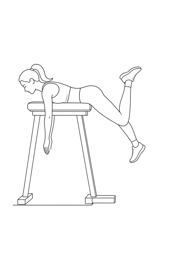 Posture plate: Elevated Cantilever. Instructional line-art side view in athletic clothing. Female figure shown alone.