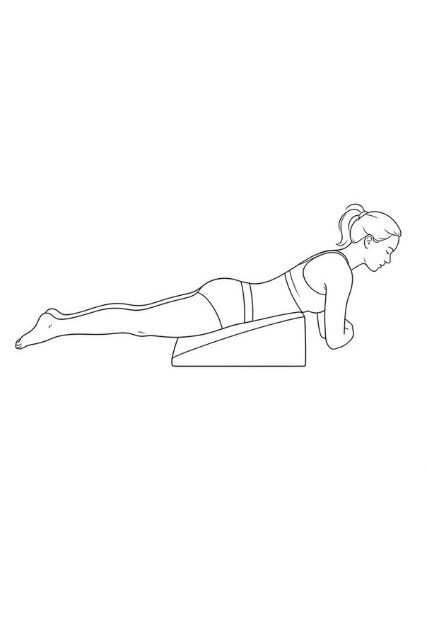 Posture plate: Prone Single Knee Drawn. Instructional line-art side view in athletic clothing. Female figure shown alone.