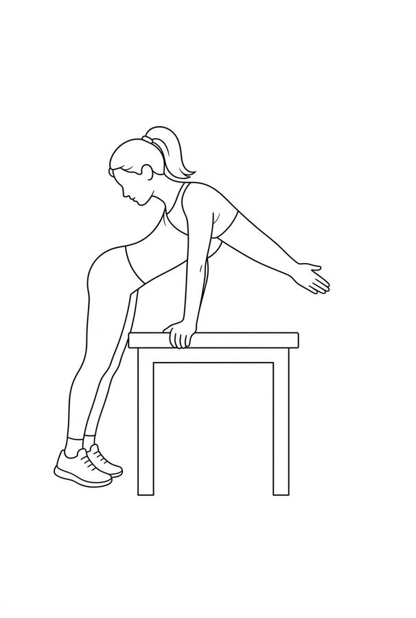 Posture plate: Elevated Surface Step. Instructional line-art side view in athletic clothing. Female figure shown alone.