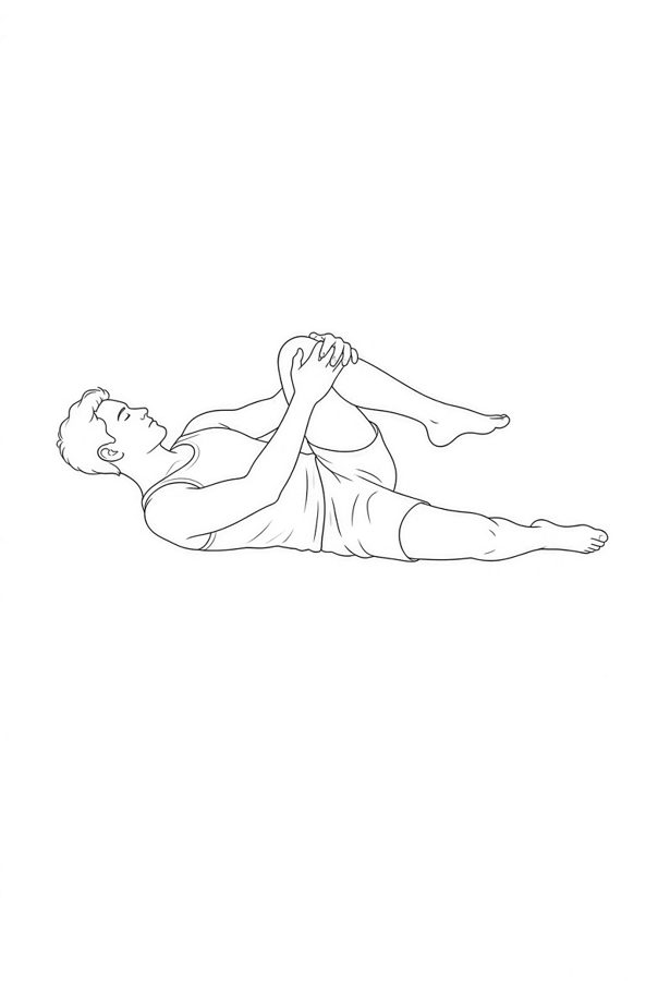 Posture plate: Side-Lying Top Leg Forward. Instructional line-art side view in athletic clothing. Female figure shown alone.