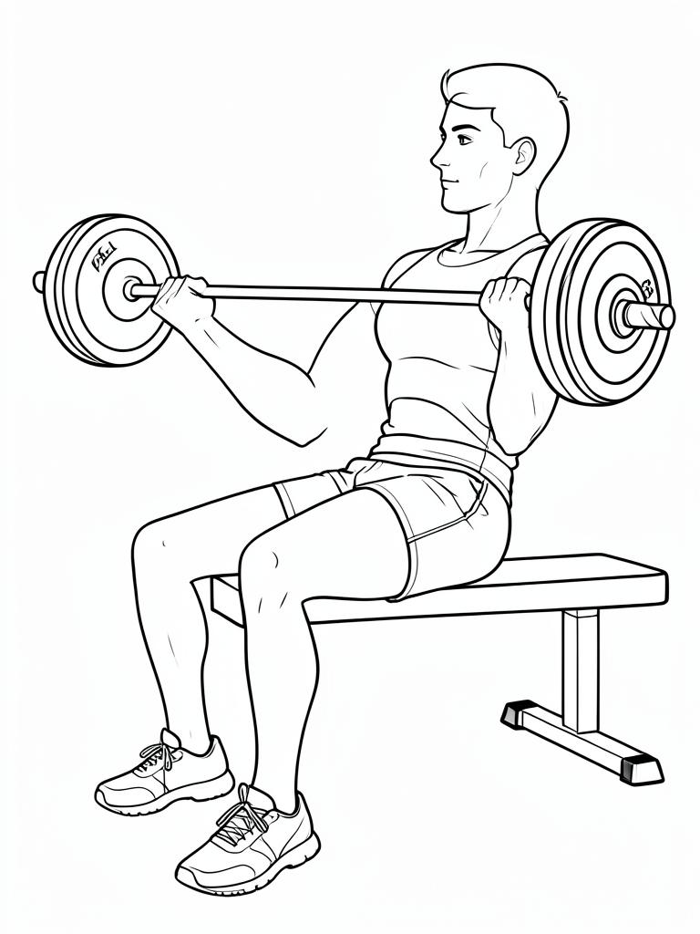 Exercise diagram: Barbell Hip Thrust. Single-figure line-art side view showing the working position and any equipment used.