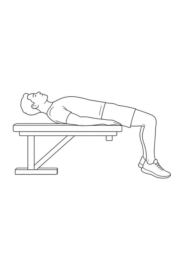 Posture plate: Supine Edge of Surface. Instructional line-art side view in athletic clothing. Female figure shown alone.
