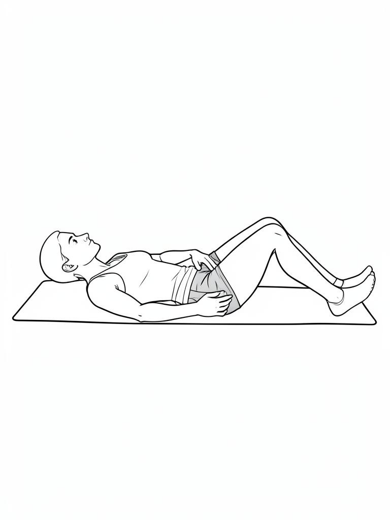 Exercise diagram: Eccentric Release. Single-figure line-art side view showing the working position and any equipment used.