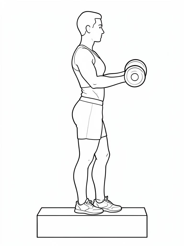 Exercise diagram: Loaded Jefferson Curl. Single-figure line-art side view showing the working position and any equipment used.