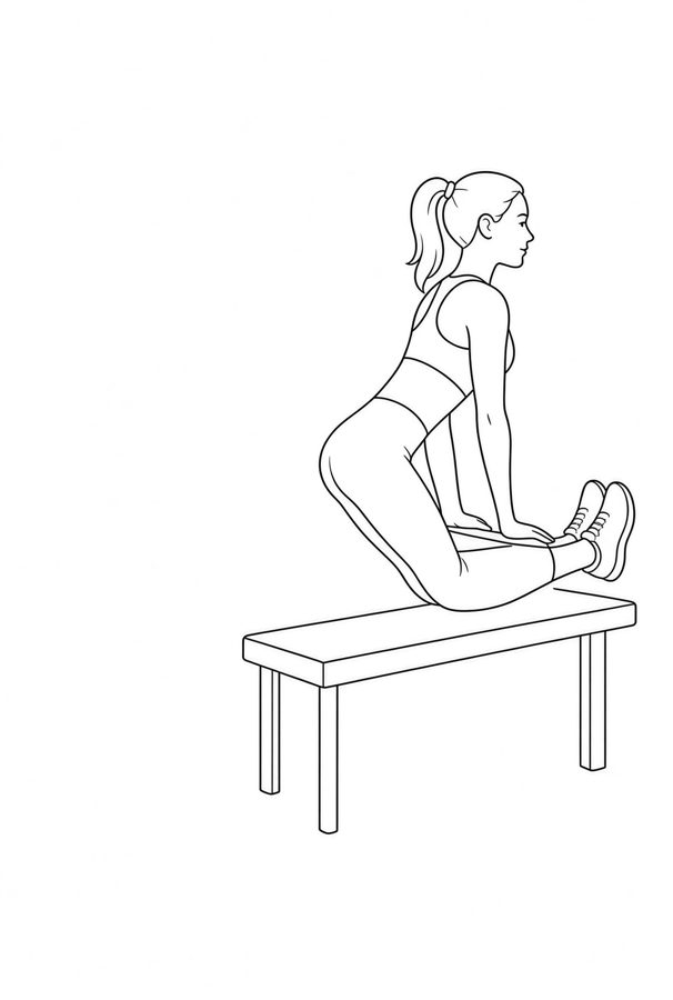 Posture plate: Hip-Shelf Carry. Instructional line-art side view in athletic clothing. Female figure shown alone.