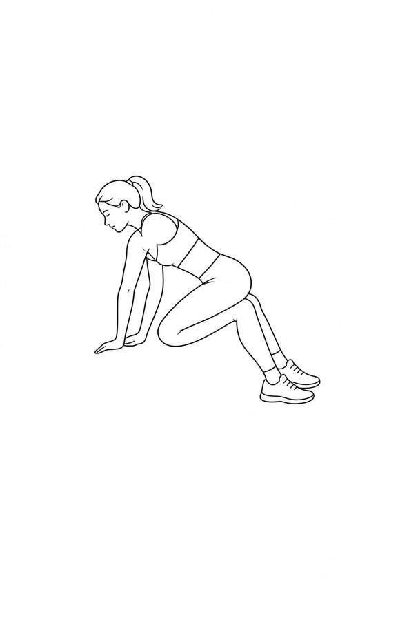 Posture plate: Bridge Single Leg. Instructional line-art side view in athletic clothing. Female figure shown alone.