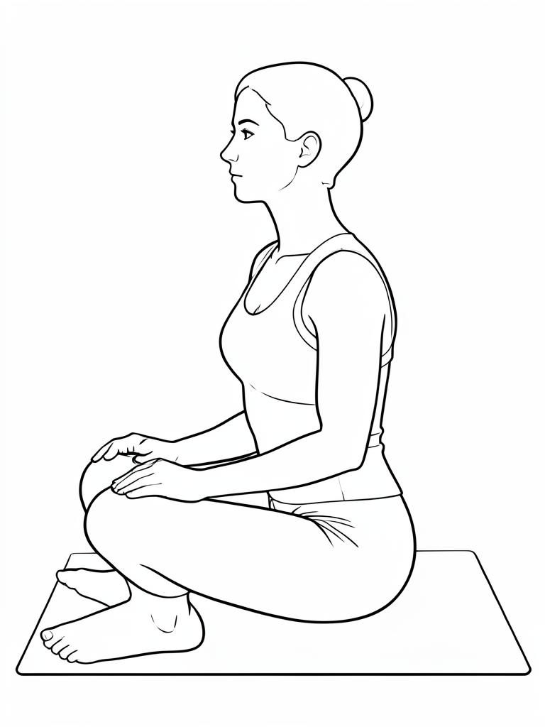 Exercise diagram: Pelvic Floor Hold. Single-figure line-art side view showing the working position and any equipment used.