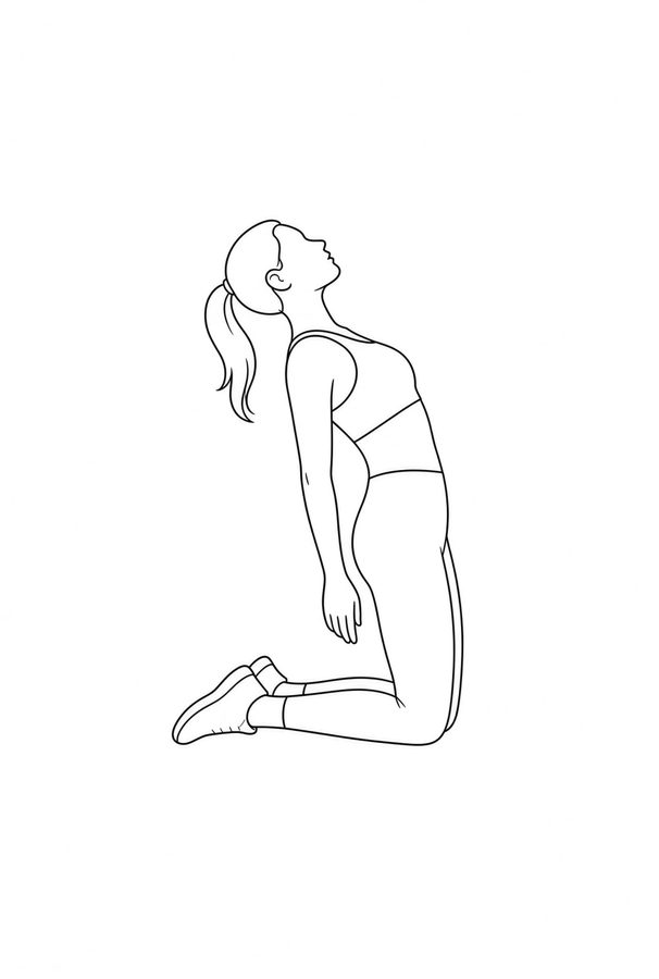 Posture plate: Astride Forward Lean. Instructional line-art side view in athletic clothing. Female figure shown alone.