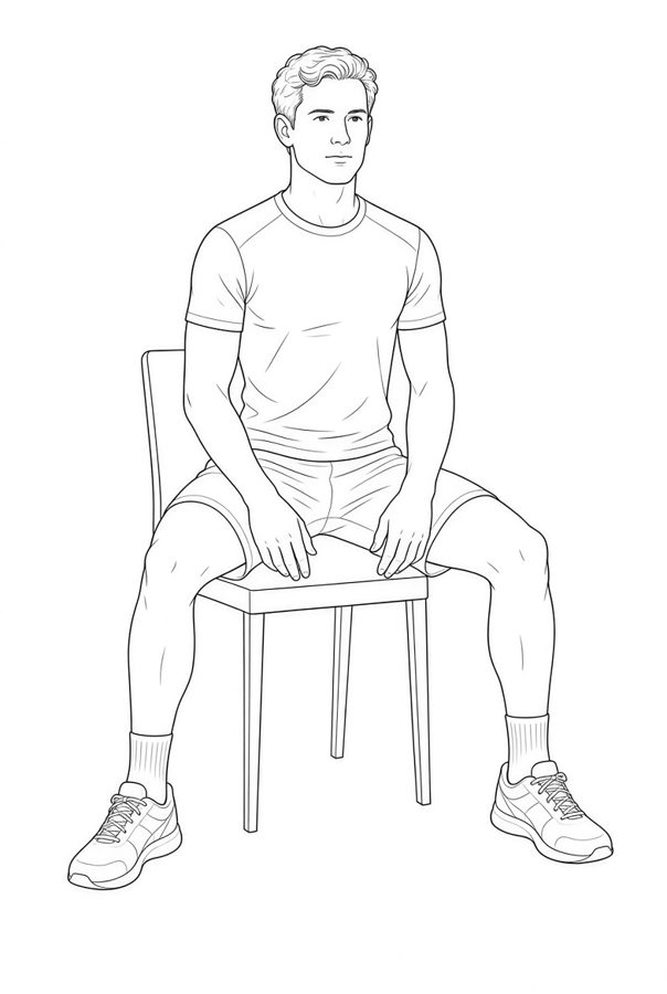 Posture plate: Seated Knees Drawn. Instructional line-art side view in athletic clothing. Female figure shown alone.