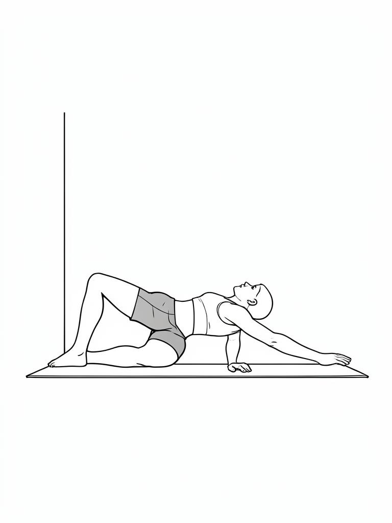 Exercise diagram: Couch Stretch. Single-figure line-art side view showing the working position and any equipment used.