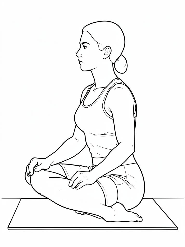 Exercise diagram: Box Breathing. Single-figure line-art side view showing the working position and any equipment used.