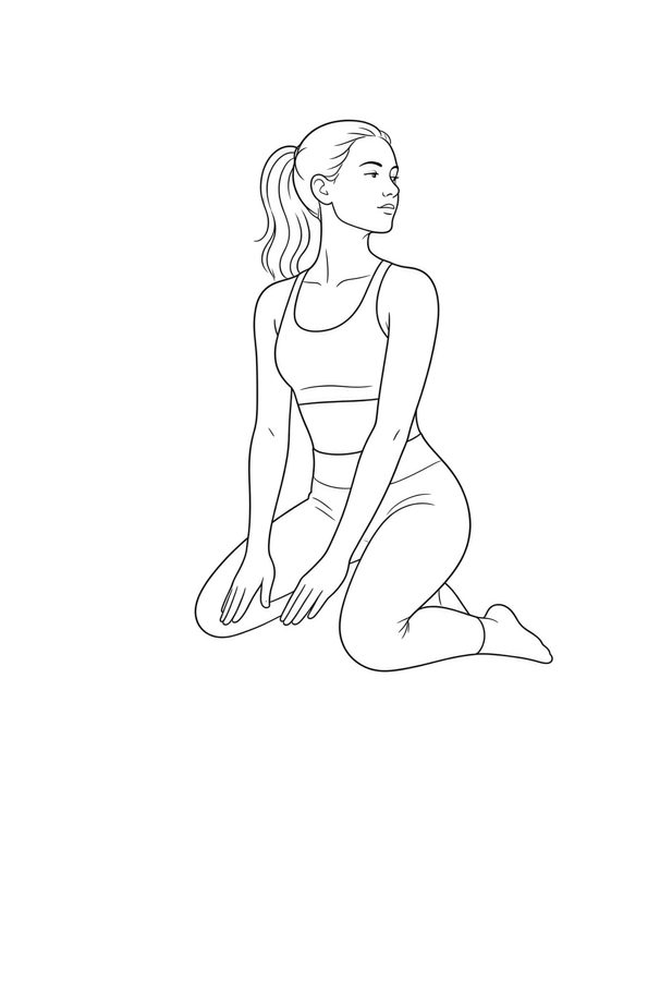 Posture plate: Astride Hold and Surge. Instructional line-art side view in athletic clothing. Female figure shown alone.