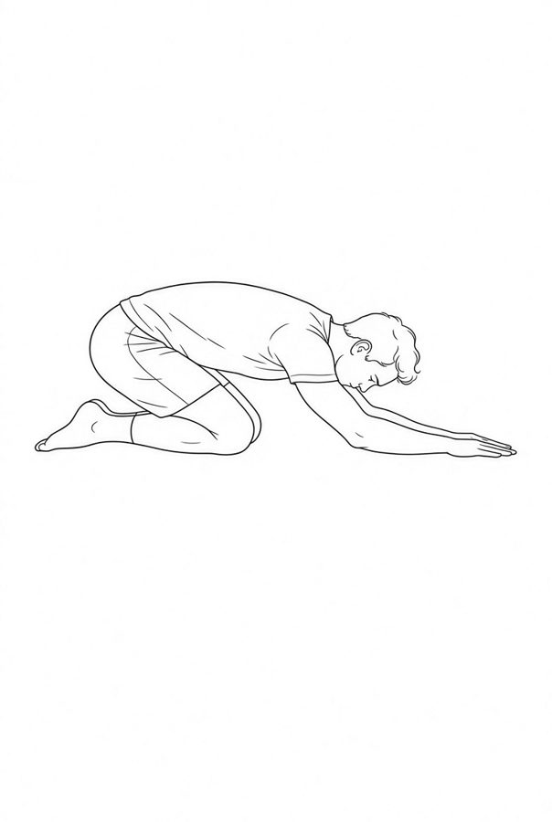 Posture plate: Kneeling to Elevated Surface. Instructional line-art side view in athletic clothing. Female figure shown alone.