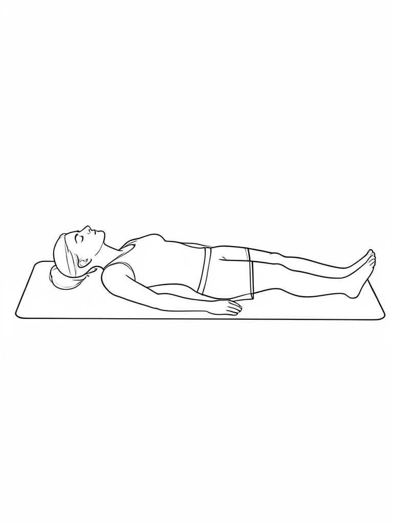 Exercise diagram: Body-Scan Presence Drill. Single-figure line-art side view showing the working position and any equipment used.