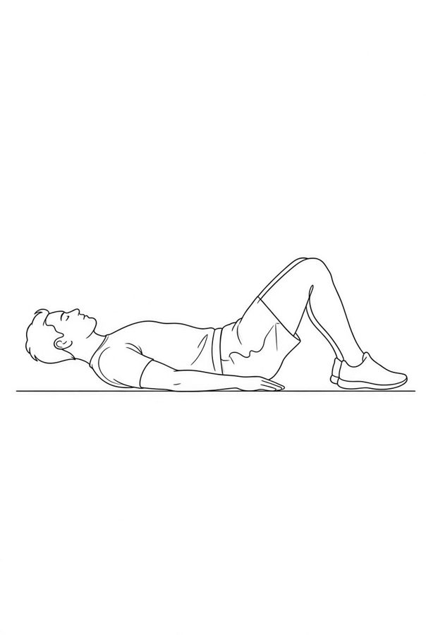 Posture plate: Supine Wide Abduction. Instructional line-art side view in athletic clothing. Female figure shown alone.