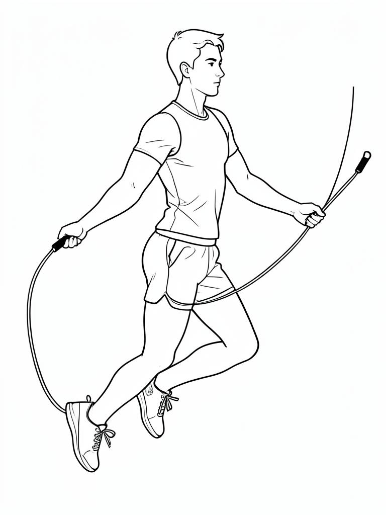 Exercise diagram: Jump Rope Ladder. Single-figure line-art side view showing the working position and any equipment used.