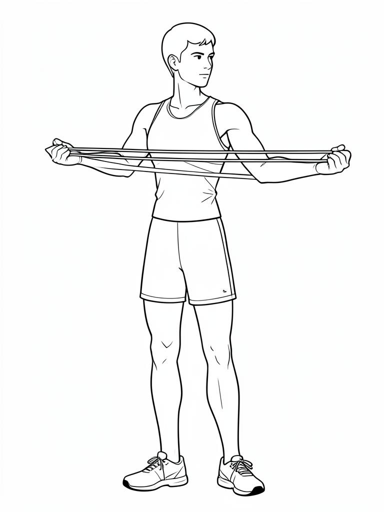 Exercise diagram: Pallof Press. Single-figure line-art side view showing the working position and any equipment used.