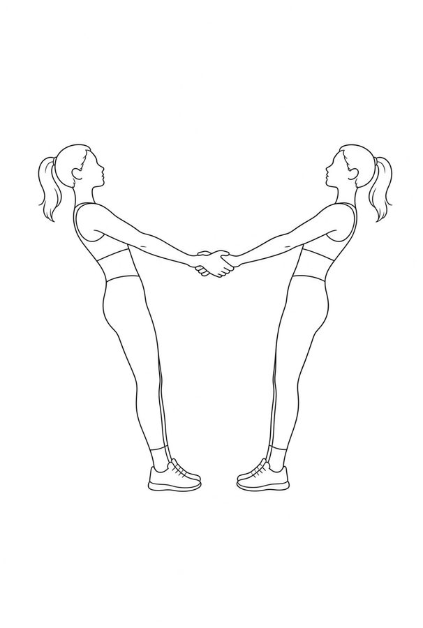 Posture plate: Counterweight Lean Lift. Instructional line-art side view in athletic clothing. Female figure shown alone.