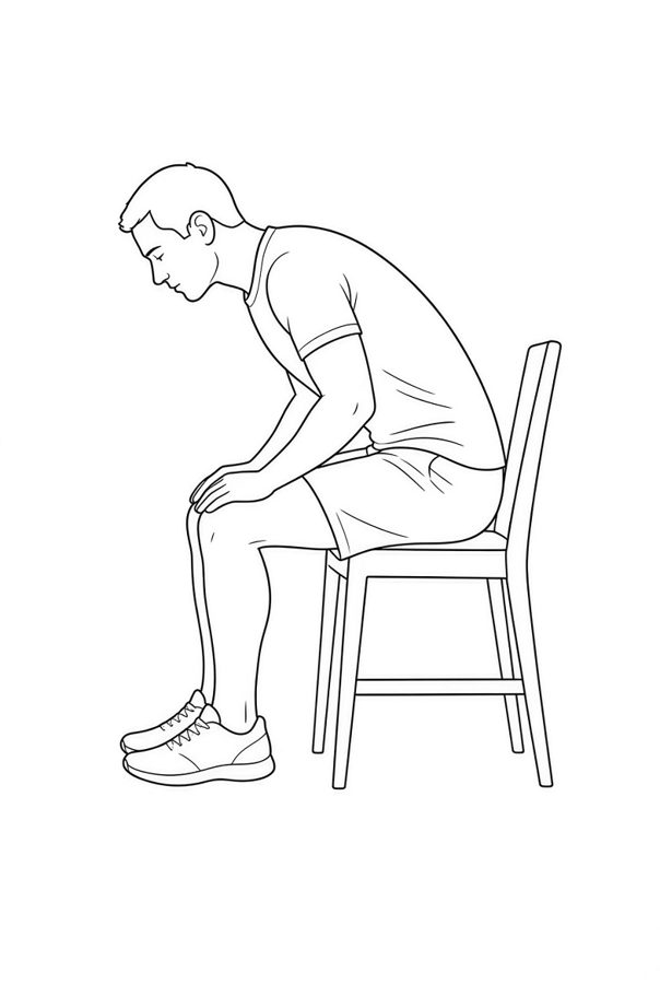 Posture plate: Seated Deep Lean. Instructional line-art side view in athletic clothing. Female figure shown alone.