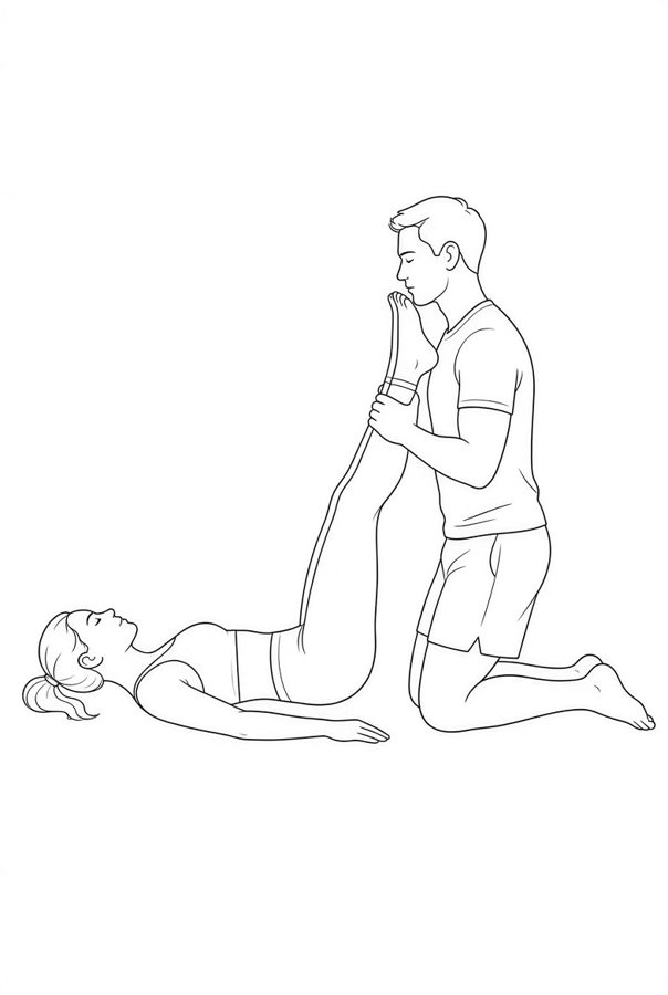 Posture plate: Supine Legs Extended Overhead. Instructional line-art side view in athletic clothing. Both figures shown in the position.