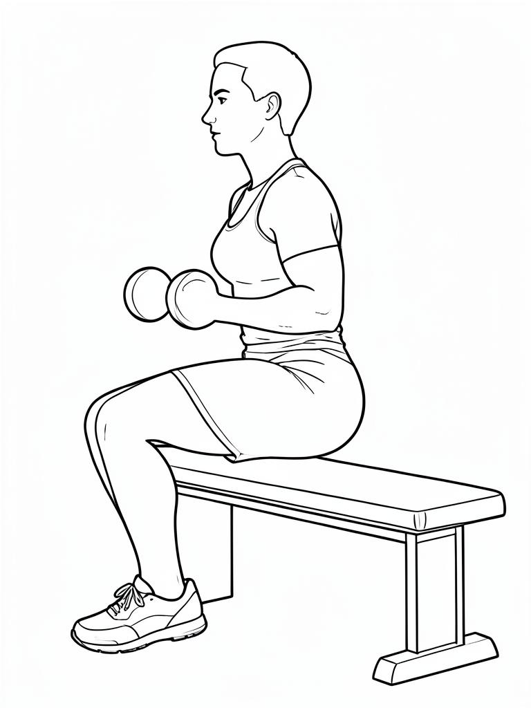 Exercise diagram: Bulgarian Split Squat. Single-figure line-art side view showing the working position and any equipment used.