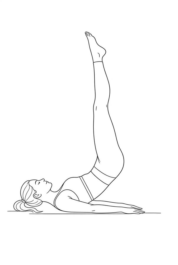 Posture plate: Supine Single Leg Raised. Instructional line-art side view in athletic clothing. Female figure shown alone.