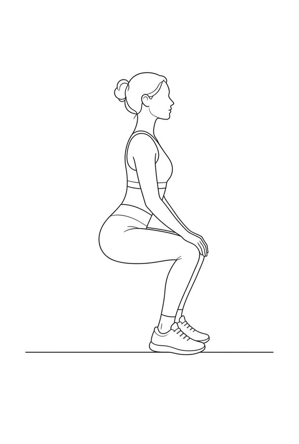 Posture plate: Astride Back Lean. Instructional line-art side view in athletic clothing. Female figure shown alone.